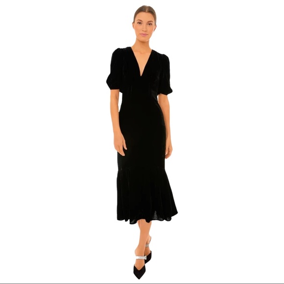 Rhode Resort Black Velvet Ester Dress (0/XS)